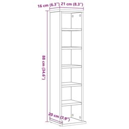 Berkfield Home CD Cabinet Black Oak 21x20x88 cm Engineered Wood - Size: 21 x 20 x 88 cm - thumbnail 9