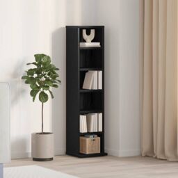Berkfield Home CD Cabinet Black Oak 21x20x88 cm Engineered Wood - Size: 21 x 20 x 88 cm