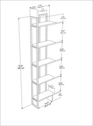 Decorotika Alice 180 cm 5-tier Metal Frame Reversible Corner Bookshelf in Black - thumbnail 6