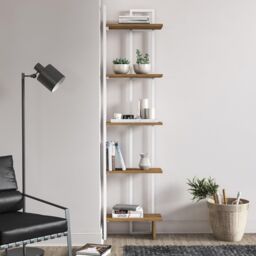 Decorotika Alice 180 cm 5-tier Metal Frame Reversible Corner Bookshelf in Black - thumbnail 2