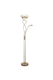 Netlighting Monaco Mother & Child Floor Lamp Antique Brass Opal Glass G9 in Gold