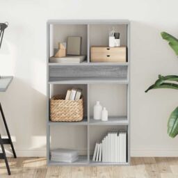 Berkfield Home Book Cabinet Grey Sonoma 66x31x112 cm Engineered Wood - Size: 66 x 31 x 112 cm - thumbnail 3