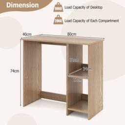 Costway Wooden Computer Desk 80 CM Home Office Desk Study Writing Desk in Natural - thumbnail 2
