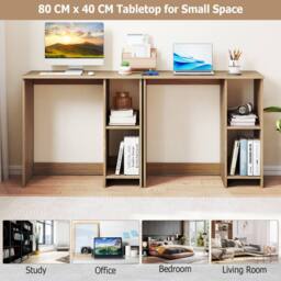 Costway Wooden Computer Desk 80 CM Home Office Desk Study Writing Desk in Natural - thumbnail 7