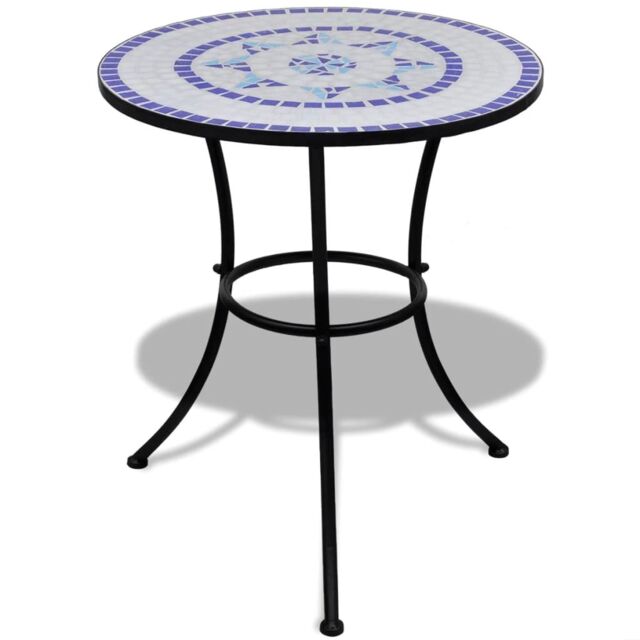 Berkfield Home Bistro Table Blue & White 60 cm Mosaic - image 1
