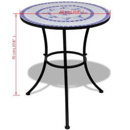 Berkfield Home Bistro Table Blue & White 60 cm Mosaic - thumbnail 5