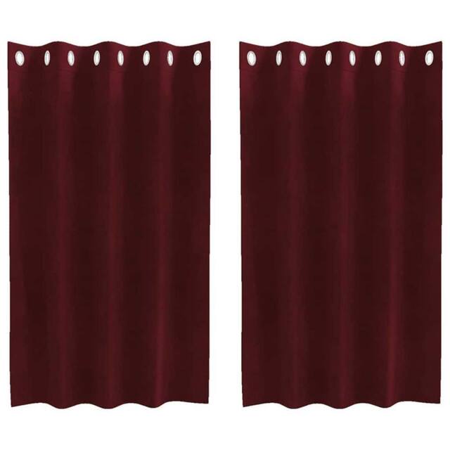 Berkfield Home Blackout Curtains with Eyelets 2 pcs Wine Red Velvet - image 1