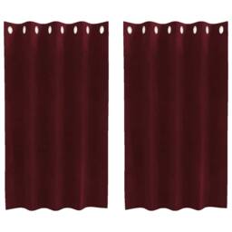 Berkfield Home Blackout Curtains with Eyelets 2 pcs Wine Red Velvet - thumbnail 1