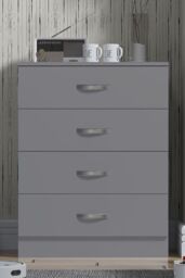 FWStyle 4 Drawer Chest Of Drawers Matt Grey Finish Tunis - thumbnail 2
