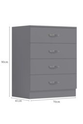 FWStyle 4 Drawer Chest Of Drawers Matt Grey Finish Tunis - thumbnail 6