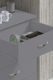 FWStyle 4 Drawer Chest Of Drawers Matt Grey Finish Tunis - thumbnail 4