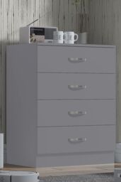 FWStyle 4 Drawer Chest Of Drawers Matt Grey Finish Tunis - thumbnail 1