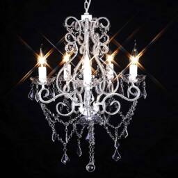 Berkfield Home Chandelier with 2800 Crystals E14 in White - thumbnail 1