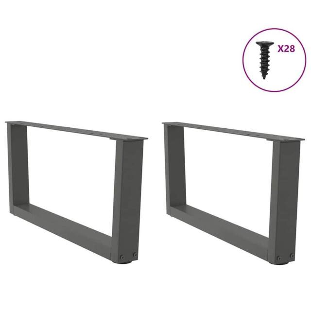Berkfield Home Modern Dining Table Legs V-Shape 2 pcs Anthracite 70x(30-31.3) cm in Dark Grey - image 1