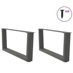 Berkfield Home Modern Dining Table Legs V-Shape 2 pcs Anthracite 70x(30-31.3) cm in Dark Grey - thumbnail 1