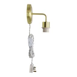 First Choice Lighting Toby - Satin Brass Plug in Wall Light Fitting Glass Not Included in Gold
