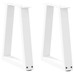 Berkfield Home Modern Dining Table Legs V-Shape 2 pcs White 28x(42-43.3) cm Steel - thumbnail 2
