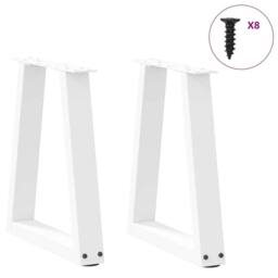 Berkfield Home Modern Dining Table Legs V-Shape 2 pcs White 28x(42-43.3) cm Steel
