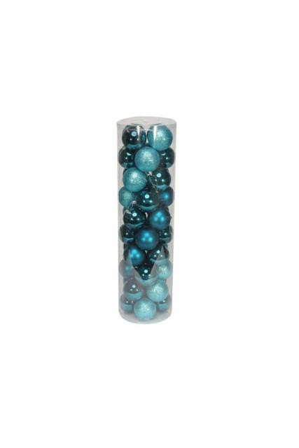 KDMD 48 Turquoise Baubles in MattShiny & Glitter Finish 8cm - image 1