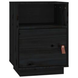 Berkfield Home Bedside Cabinet Black 40x34x55 cm Solid Wood Pine - Size: 40 x 34 x 55 cm - thumbnail 2