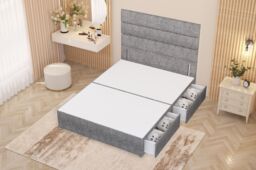 Somnior Chambery Divan Bed Frame 2 Drawers with Floor Standing Headboard Tweed in Grey - Size: Small Double - thumbnail 3