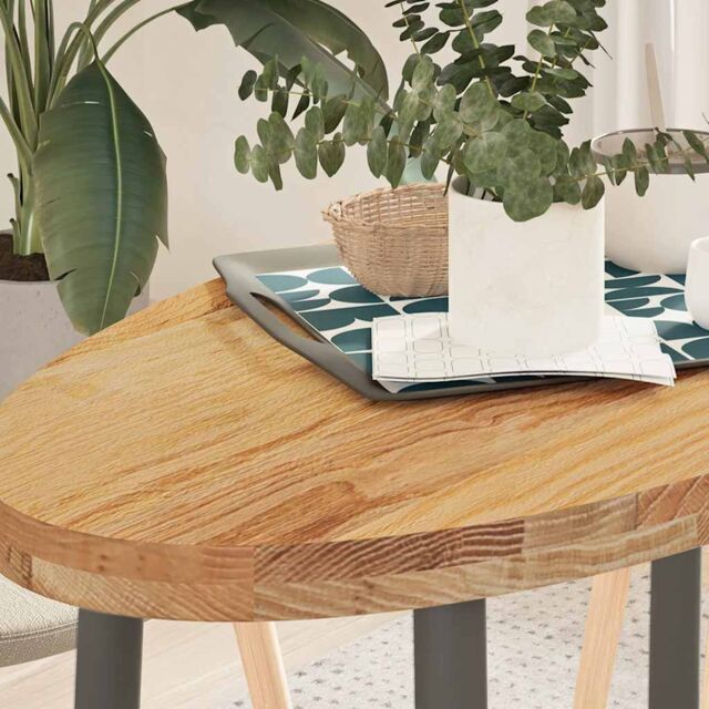 Berkfield Home Table Top Light Brown 100x50x4 cm Solid Wood Oak Oval - Size: 100 x 50 x 4 cm - image 1