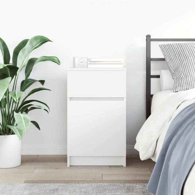 Berkfield Home Durable Bedside Cabinet White 39x35x65 cm Engineered Wood - Size: 39 x 35 x 65 cm - image 1
