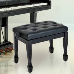 KORVIXA Faux Leather Piano Stool Black Adjustable - Size: 0.6m2 - thumbnail 5