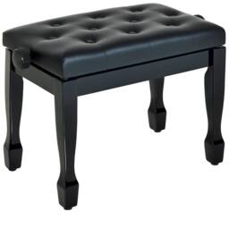 KORVIXA Faux Leather Piano Stool Black Adjustable - Size: 0.6m2 - thumbnail 1