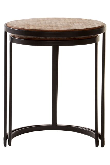 Orsina Sturdy Chevron Side Tables, Durable Side Table By Couch For Livingroom, Versatile Small Table For Outdoor in Natural - image 1