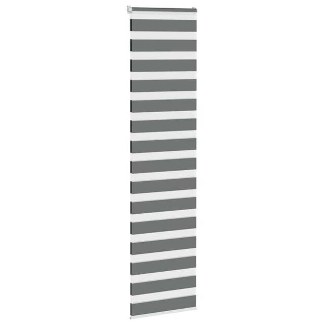 Berkfield Home Elegant Zebra Blind Dark Grey 65x200 cm Fabric Width 60.9 cm Polyester - image 1