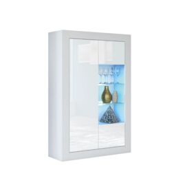 Mex Furniture LTD Display Cabinet 140cm Matt Body & Gloss Doors in White - thumbnail 2