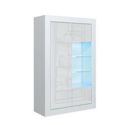 Mex Furniture LTD Display Cabinet 140cm Matt Body & Gloss Doors in White - thumbnail 5