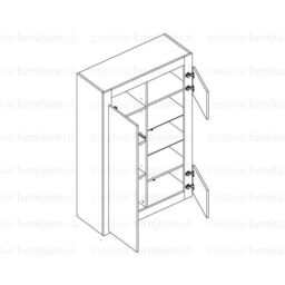 Mex Furniture LTD Display Cabinet 140cm Matt Body & Gloss Doors in White - thumbnail 6
