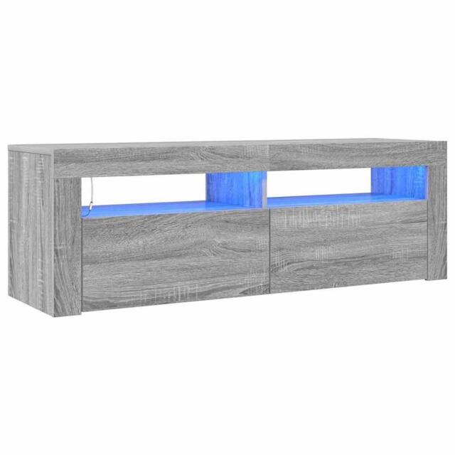 Berkfield Home TV Cabinet with LED Lights Grey Sonoma 120x35x40 cm - Size: 120 x 35 x 40 cm - image 1