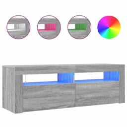 Berkfield Home TV Cabinet with LED Lights Grey Sonoma 120x35x40 cm - Size: 120 x 35 x 40 cm - thumbnail 5