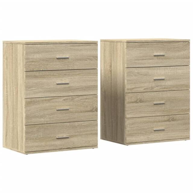 Berkfield Home Sideboards 2 pcs Sonoma Oak 60x39x80 cm Engineered Wood in Light Oak - Size: 60 x 39 x 80 cm - image 1