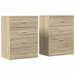 Berkfield Home Sideboards 2 pcs Sonoma Oak 60x39x80 cm Engineered Wood in Light Oak - Size: 60 x 39 x 80 cm - thumbnail 1