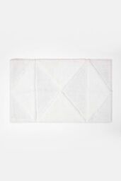 Homescapes 100% Cotton Bath Mat Tufted Geometric Design in White - thumbnail 1