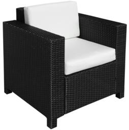 STILVORA Black Rattan Armchair with Cushions - thumbnail 3