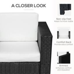 STILVORA Black Rattan Armchair with Cushions - thumbnail 6
