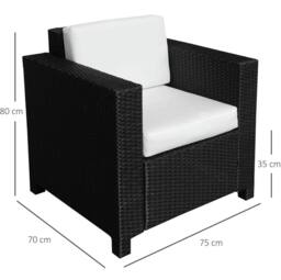 STILVORA Black Rattan Armchair with Cushions - thumbnail 2
