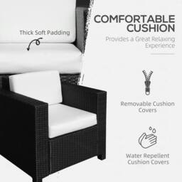 STILVORA Black Rattan Armchair with Cushions - thumbnail 5