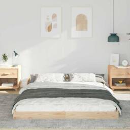 Berkfield Home Brown 160 x 210 cm Solid pine wood in Light Oak - thumbnail 4