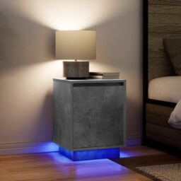 Berkfield Home Bedside Cabinet with LED Lights¬†Concrete Grey 38x34x50 cm - Size: 38 x 34 x 50 cm - thumbnail 5