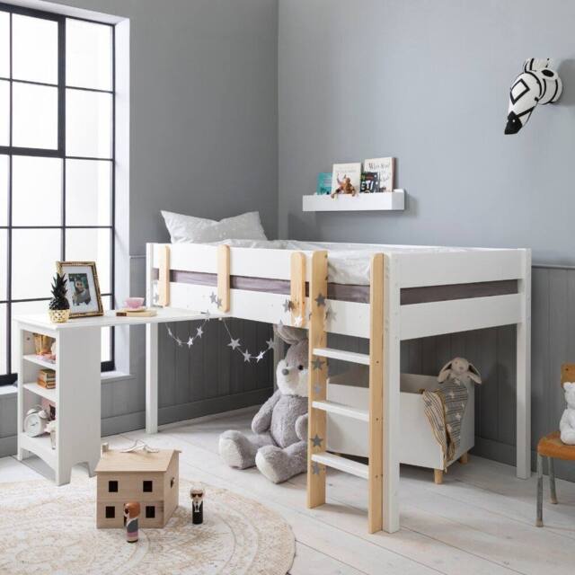 Nöa and Nani Una Midsleeper Cabin Bed with Moro Desk in White - Size: Single - image 1