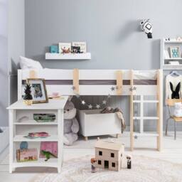 Nöa and Nani Una Midsleeper Cabin Bed with Moro Desk in White - Size: Single - thumbnail 2