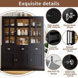 BTM Modern Tall Cabinet with Drawers, Freestanding Display for Living Room in Black - thumbnail 6