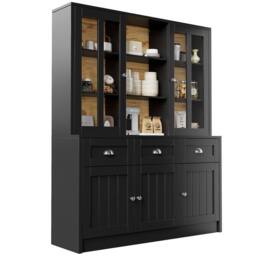BTM Modern Tall Cabinet with Drawers, Freestanding Display for Living Room in Black - thumbnail 8