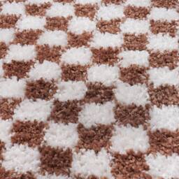 THE RUGS Moodi Chequered Shaggy Soft High Pile Living Room Rug & Runner in Terracotta - Size: 200 cm x 290 cm - thumbnail 3
